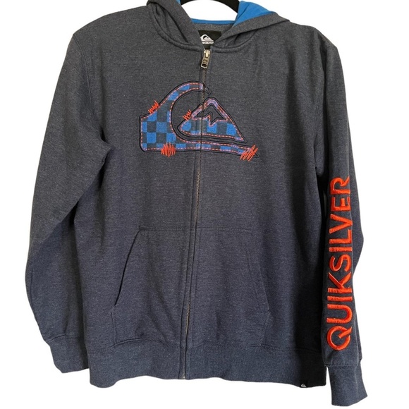 Quiksilver dark grey embroidered logo zip-up jacket